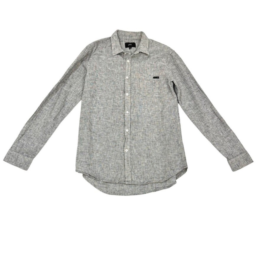 Rusty Mens Long Sleeve Linen Cotton Blend Button Down Shirt‎ Size M Gray